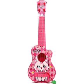LeeQee Kids Ukulele Guitar for 3-6, 17 Inch Pink Kitty Toy Guitar in Kuwait