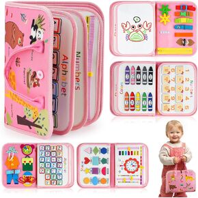 Montessori Toy Busy Book, Birthday Gifts for Toddler Girls, Travel Activity Book & Girl Sensory Toy Learning ABC & 1, 2, 3..., Educational Busy Board for Fine Motor Skills in Kuwait
