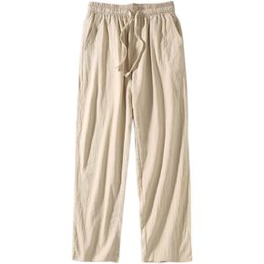 Banana Bucket Mens Causal Loose Lightweight Elastic Waist Linen Cotton Yoga Beach Jogger Pants with Drawstring in Kuwait