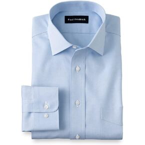 Paul Fredrick Men's Tailored Fit Cotton Non-Iron Pinpoint Cotton Dress Shirt in Kuwait
