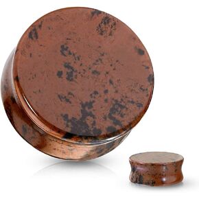Covet Jewelry Mahogany Obsidian Natural Stone Double Flared Plugs in Kuwait