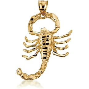 14k Yellow Gold Stunning Scorpio Zodiac Charm Scorpion Pendant in Saudi Arabia