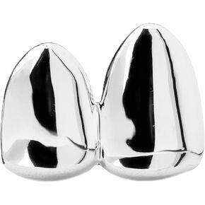 metaltree98® Double Cap Silver Plated Grillz Plain Canine Two Teeth Single Tooth/Double S in Saudi Arabia