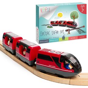 Kipipol Battery Operated Action Locomotive Toy Train Set for Wooden Tracks, (Magnetic)-Compatible with Thomas The Train Toys, Brio Tram Set for Toddlers 3-5 and up, Stocking Stuffers for Kids in Kuwait