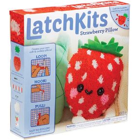 LatchKits Strawberry Pillow - Latch Hook Kits for Kids, Arts and Crafts, Yarn Art, Kids Crafts, Toys for Girls, Birthday Gift for Girls, Easy to Follow Pattern, Hook Included, Craft Kits, Ages 6+ in Kuwait