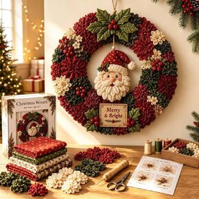 JIEMUXIU Christmas Decorations DIY Fabric Wreath Punch Needle Kit for Adult in Kuwait