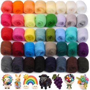 Wonvoc 40 Colors Needle Felting Wool, Wool Roving 3g /Color, 4.2 oz Total in Saudi Arabia
