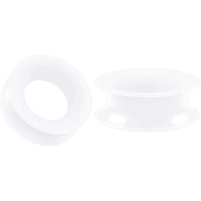 Pair of White Silicone Double Flared Saddle Piercing Jewelry Stretcher Ear Earring Lobe Flesh Tunnel Plugs in Saudi Arabia