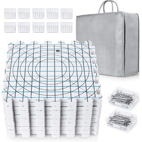 Extra Thick Blocking Mats for Wet and Steam Blocking - Includes Pack of 9, 100 T Pins, 10 Pin Blocker and Storage Bag in Kuwait