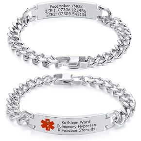 MEALGUET Custom Engraving-Stainless Steel Mesh Wristband Medical Alert ID Bracelets for Men Women, Men's Medical ID Bracelet in Saudi Arabia