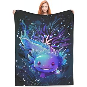 Axolotl Blanket Lovely Axolotls Gifts for Kids Adults Soft Warm Lightweight Cozy Cute Animal Dark Throw Blankets for Bed Living Room Sofa Couch Birthday Decor 50x60in in Saudi Arabia