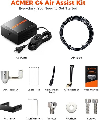 ACMER C4 Air Pump,30L/Min Adjustable Airflow for Laser Cutters & Engravers, Improves Cutting Precision, Reduces Smoke & Dust, Low Noise Air Assist System for S2,P1 S PRO in Saudi Arabia