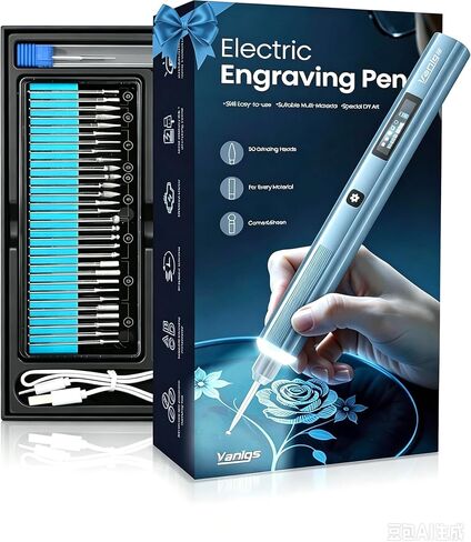 Electric Etching Tool Kit, Cordless Rechargeable Engraving Pen with LED Light, 31 Bits, 5 Speed Settings, Multipurpose DIY Carving Set for Metal Wood Glass Plastic （Ice gray） in Kuwait