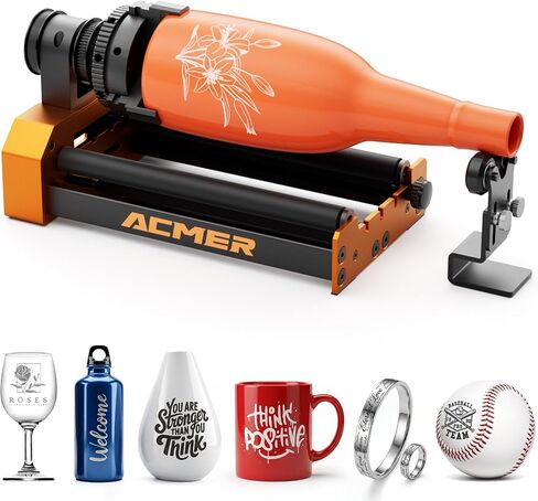 ACMER M2 Laser Rotary Roller, Laser Engraver Y-axis Rotary 360° Roller with 4-138mm Engraving Space for Engraving Cylindrical Objects, Ring, Suitable for ACMER P1, P2 and Most Laser Engraver in Saudi Arabia