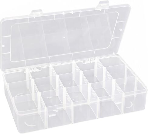 Hlotmeky Plastic Organizer Box with Dividers Bead Organizer 15 Large Grids Tackle box Organizer Clear Snackle Box Container in Saudi Arabia