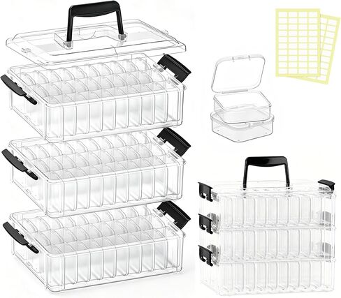 Bead Storage Organizer, 76 Small Containers and Lids, 4 Sizes in Kuwait
