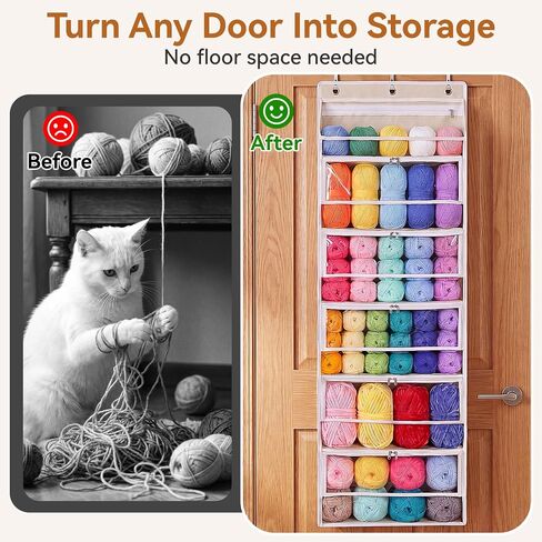 Over the Door Yarn Storage Organizer, 6-Tier Large Capacity Yarn Organizer in Kuwait