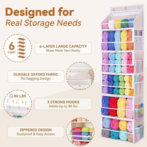 Over the Door Yarn Storage Organizer, 6-Tier Large Capacity Yarn Organizer in Kuwait