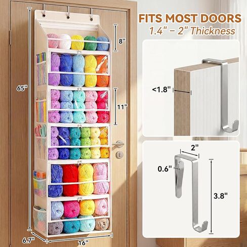 Over the Door Yarn Storage Organizer, 6-Tier Large Capacity Yarn Organizer in Kuwait