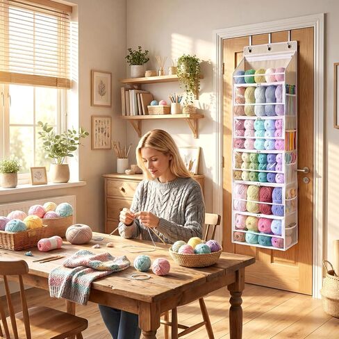 Over the Door Yarn Storage Organizer, 6-Tier Large Capacity Yarn Organizer in Kuwait