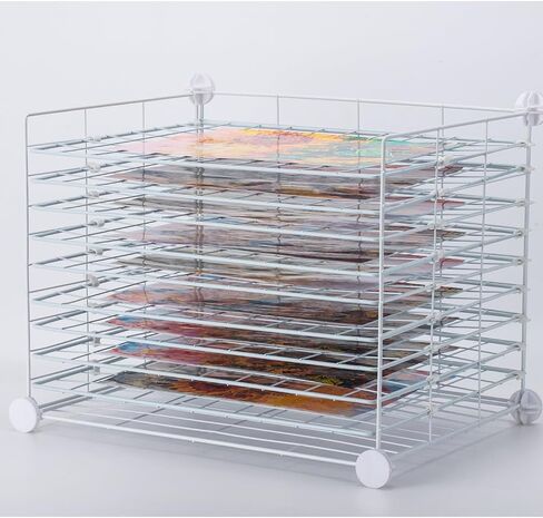 FDSDEFEN Art Drying Rack Removable Shelves ，Wall Art Drying Rack，Art Organizer for Kids, Art Studio and Tabletop Storage, Craft Room and Desktop (10 Shelves) in Saudi Arabia