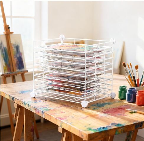 FDSDEFEN Art Drying Rack Removable Shelves ，Wall Art Drying Rack，Art Organizer for Kids, Art Studio and Tabletop Storage, Craft Room and Desktop (10 Shelves) in Saudi Arabia
