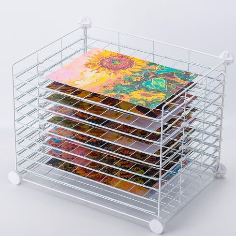 FDSDEFEN Art Drying Rack Removable Shelves ，Wall Art Drying Rack，Art Organizer for Kids, Art Studio and Tabletop Storage, Craft Room and Desktop (10 Shelves) in Saudi Arabia