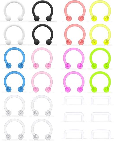 Lcolyoli Septum Retainer 16G Clear Bioflex Septum Rings Flexible Plastic Septum Nose Hoop Piercing Jewelry for Women Men 8mm 10mm in Kuwait