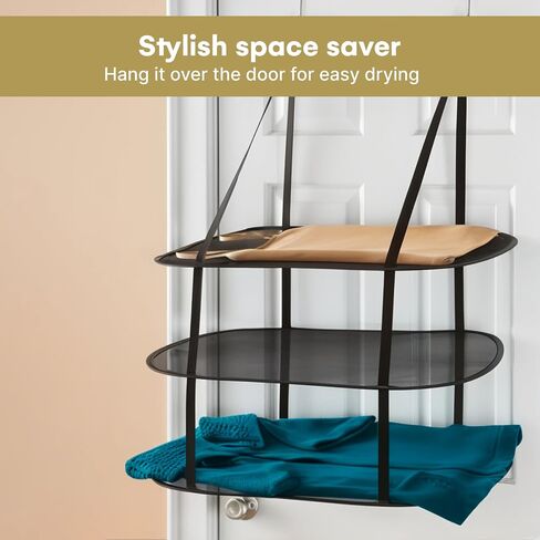 Greenco 3 Tier Over The Door Folding Drying Rack |for Clothing, Sweater, Garment, and Room Organization| Dryer Racks for Laundry Perfect for Small Spaces, Apartments, Dorm Rooms, and Bathrooms|Black in Saudi Arabia