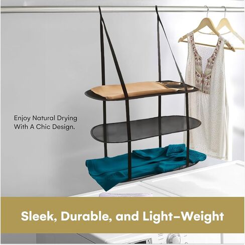 Greenco 3 Tier Over The Door Folding Drying Rack |for Clothing, Sweater, Garment, and Room Organization| Dryer Racks for Laundry Perfect for Small Spaces, Apartments, Dorm Rooms, and Bathrooms|Black in Saudi Arabia