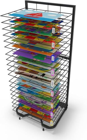 Art Drying Rack for Classroom,Paint Drying Rack On Wheels with 19 Removable Shelves,Study Metal Art Storage Rack for Art Studios,Schools in Kuwait