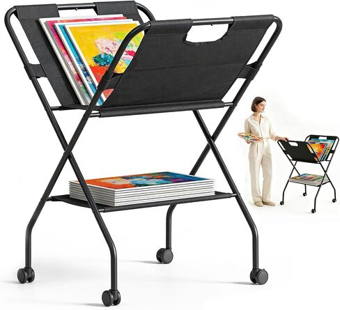 Canvas Art Print Rack，Folding Art Storage Rack with Lockable Caster Wheels in Saudi Arabia