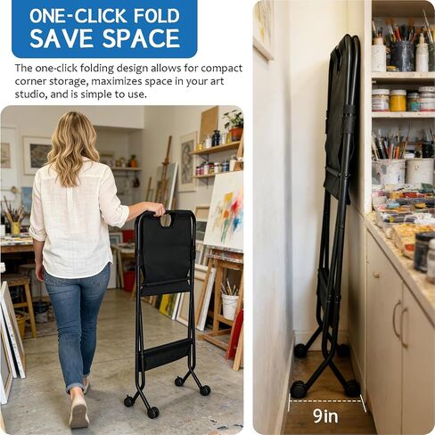 Canvas Art Print Rack，Folding Art Storage Rack with Lockable Caster Wheels in Saudi Arabia