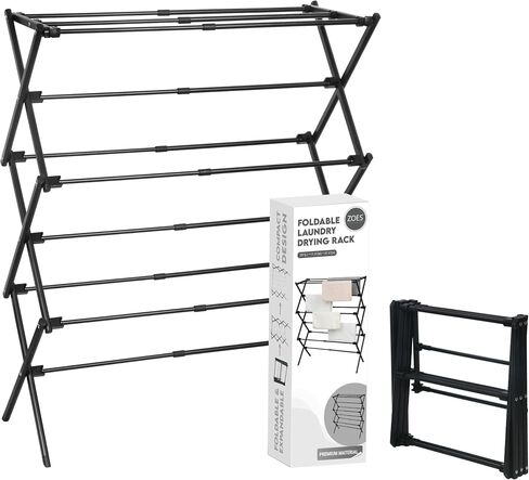 ZOES HOMEWARE Clothes Drying Rack,Collapsible Drying Rack Clothing, Black in Saudi Arabia