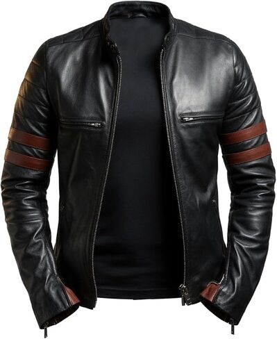 VearFit Hybrid Mayhem Hero Black PU Faux Leather Biker Jacket for Men in Kuwait
