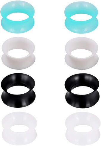 Stuppendux 4Pairs Silicone Flexible Ear Skin Tunnels Plugs Expanders Gauges Hollow Body Piercing 2G-3/4 6-20MM in Kuwait