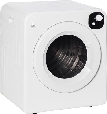 HOMCOM Compact Laundry Dryer Machine, 1300W, 3.22 Cu. Ft. Electric Automatic Portable Clothes Dryer with 7 Drying Modes and Stainless Steel Tub for Apartment or Dorm, White in Kuwait