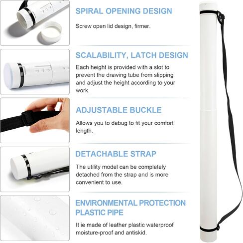 DEWEL Poster Tube 30"-51", Telescoping Blueprint Holder Art Tube with Strap in Saudi Arabia