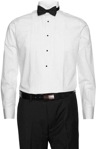 Gentlemens Collection Men's Lay Down & Wingtip Collar Long Sleeve Tuxedo Shirt in Kuwait