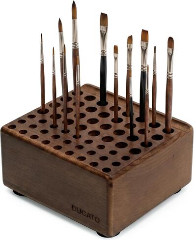 DUGATO Wooden Brush Holder, 59 Hole Desk Organizer with Rest Groove in Saudi Arabia