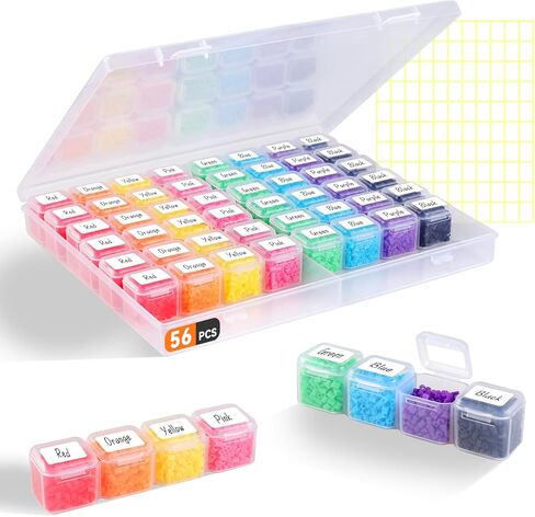 Rolett 56 Grids Bead Storage Containers with 110Pcs Label Stickers in Kuwait