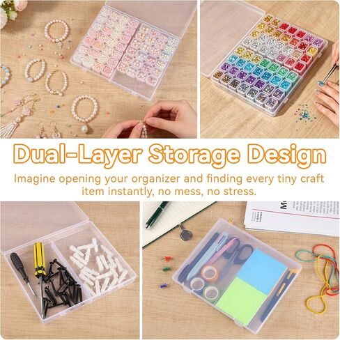 Rolett 56 Grids Bead Storage Containers with 110Pcs Label Stickers in Kuwait