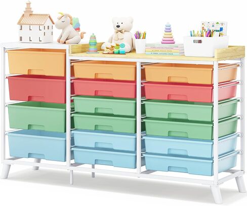 SYKIARIOL 16-Drawer Craft Storage Cabinet with Open Shelves in Saudi Arabia