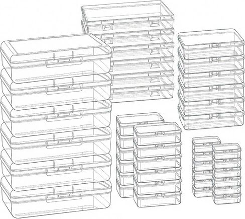 24 Pieces Mixed Sizes Rectangular Empty Mini Clear Plastic Organizer Box in Kuwait