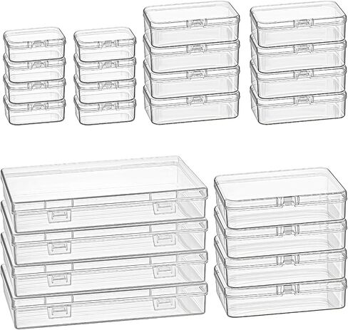 24 Pieces Mixed Sizes Rectangular Empty Mini Clear Plastic Organizer Box in Kuwait