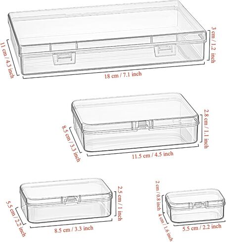 24 Pieces Mixed Sizes Rectangular Empty Mini Clear Plastic Organizer Box in Kuwait