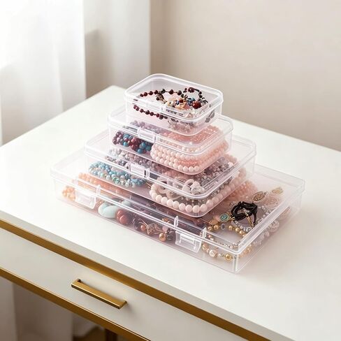 24 Pieces Mixed Sizes Rectangular Empty Mini Clear Plastic Organizer Box in Kuwait