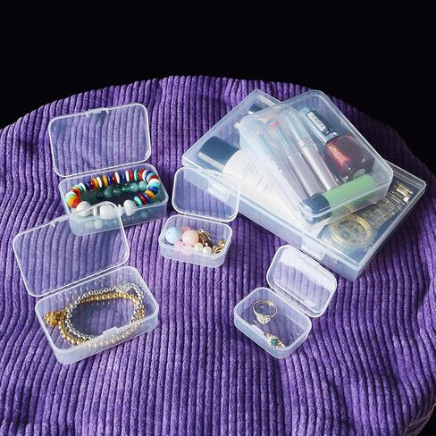 24 Pieces Mixed Sizes Rectangular Empty Mini Clear Plastic Organizer Box in Kuwait