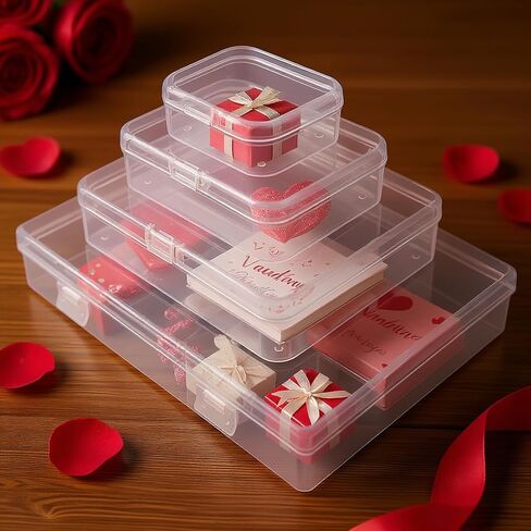 24 Pieces Mixed Sizes Rectangular Empty Mini Clear Plastic Organizer Box in Kuwait