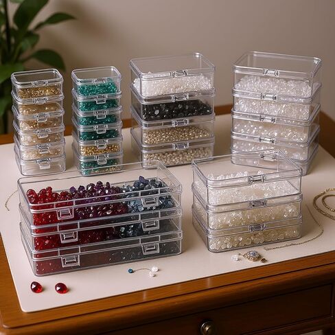 24 Pieces Mixed Sizes Rectangular Empty Mini Clear Plastic Organizer Box in Kuwait